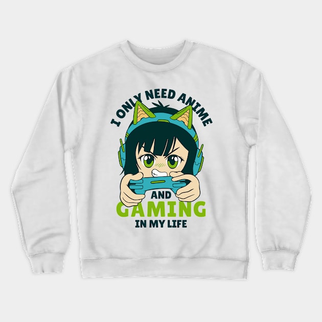 Gaming and Anime Crewneck Sweatshirt by aaallsmiles